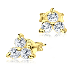 Gold Plated CZ Stones Stud Earring STS-2965-GP